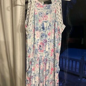 Lilly Pulitzer Floral/firework Sleeveless romper with Lace Detail
